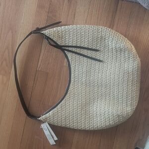 Nwt Cream Woven Shoulder Bag